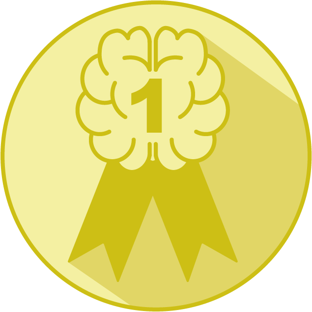 Ein Fanion in Form eines Gehirnes ist abgebildet. In der Mitte davon ist eine grosse 1 darin.