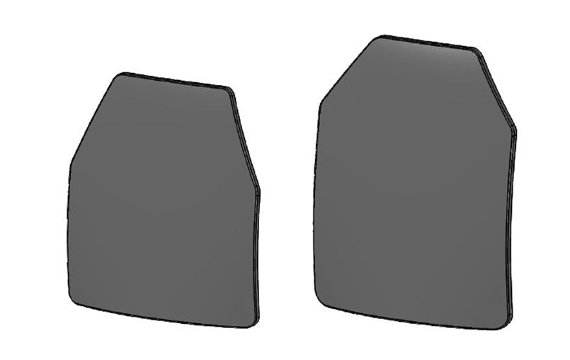 Zwei Keramik-Schutzplatten sind abgebildet