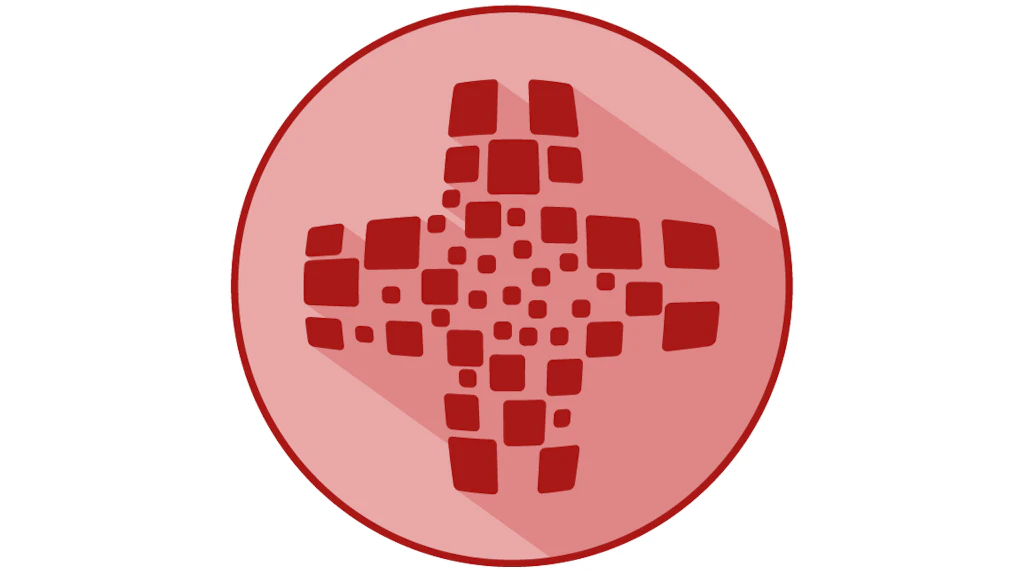 A Swiss cross made from individual square blocks
